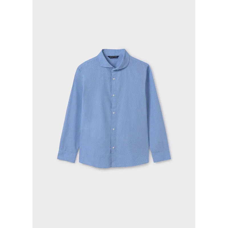 SKY BLUE DRESS SHIRT LONG SLEEVE MICRO PRINT / 6142-056