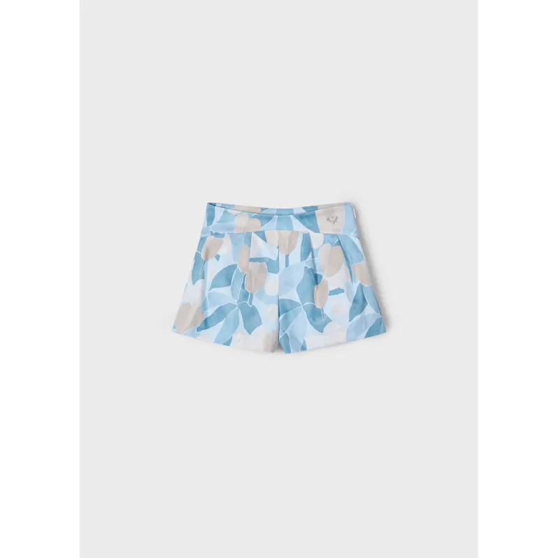 SKY BLUE PRINTED SKORT / 3905-022