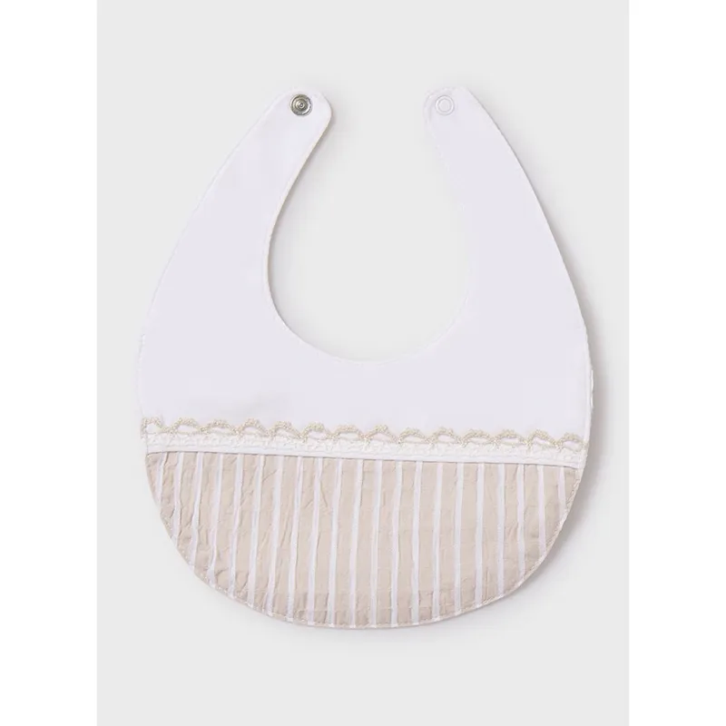 OFF WHITE & BEIGE STRIPED BIB / 9875-069