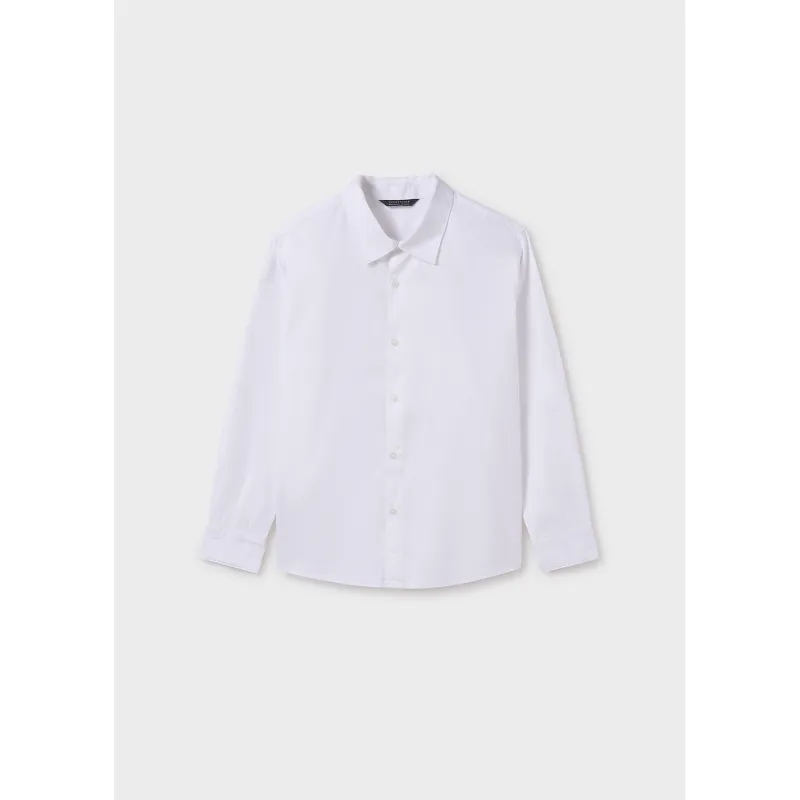 WHITE DRESS SHIRT LONG SLEEVE RIBBED EFFECT / 6140-078