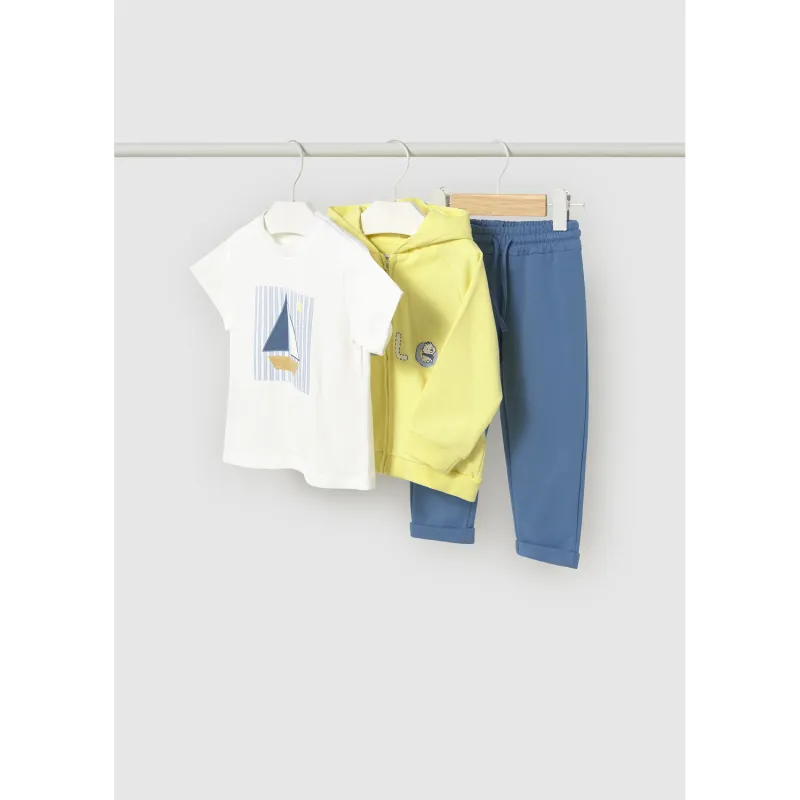 3PC YELLOW WHITE & BLUE TRACKSUIT HOODED SAILOR / 1842-033