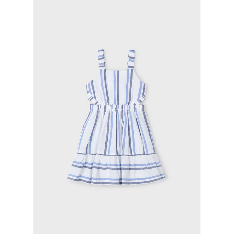 WHITE & BLUE STRIPED SUNDRESS OPEN SIDES / 3965-032