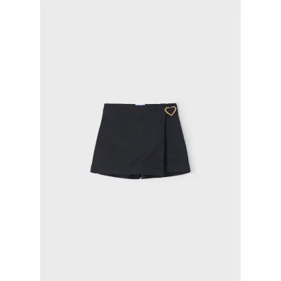 BLACK SKORT BROWN HEART TRIM / 3906-026
