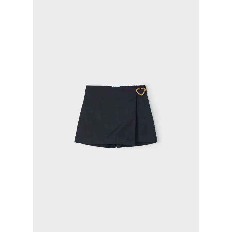 BLACK SKORT BROWN HEART TRIM / 3906-026