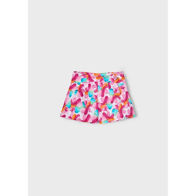 RED PRINTED SKORT FLOWERS PRINT / 3905-021