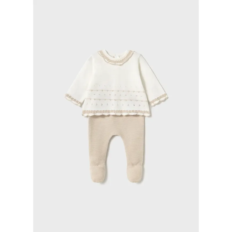 CREAM & BEIGE KNIT LEG WARMER SET / 1587-095