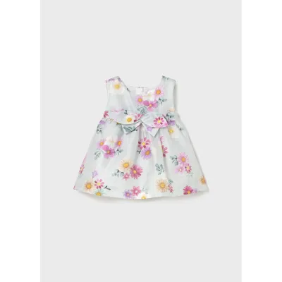 JADE GREEN DRESS MULTI COLORED FLOWER PRINT / 1863-035