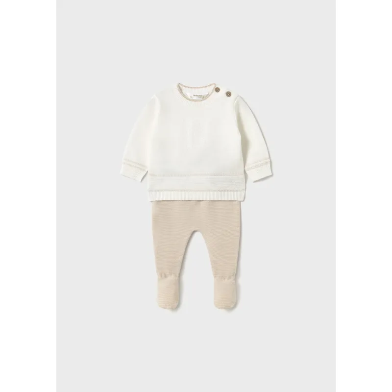 2PC CREAM & BEIGE KNIT LEG WARMER SET / 1556-016