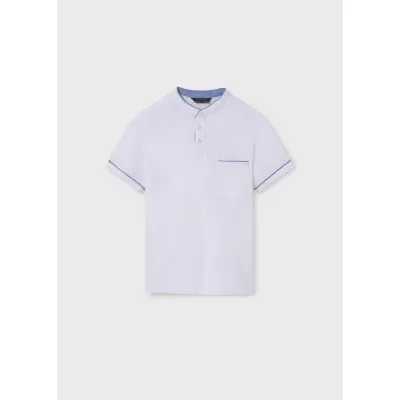 WHITE POLO TOP SHORT SLEEVE MAO COLLAR / 6131-027