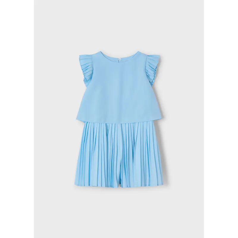 SKY BLUE PLEATED ROMPER / 3871-092