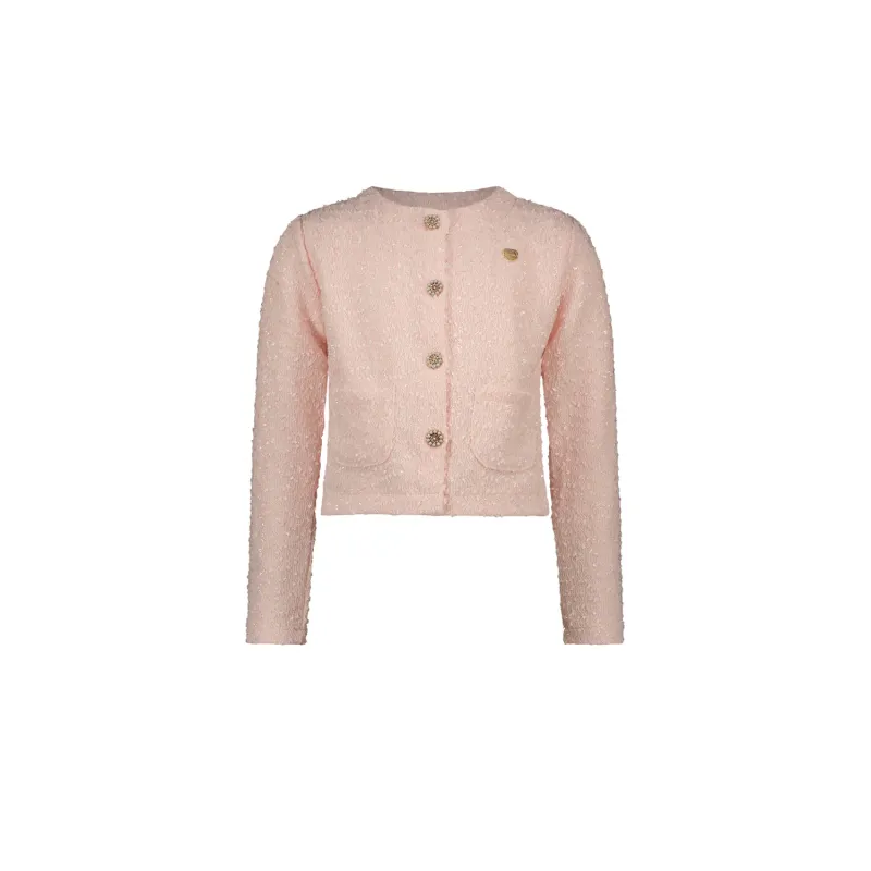 ROSE PINK KNIT JACKET GLITTER PEARL BUTTONS / C408-5115-201