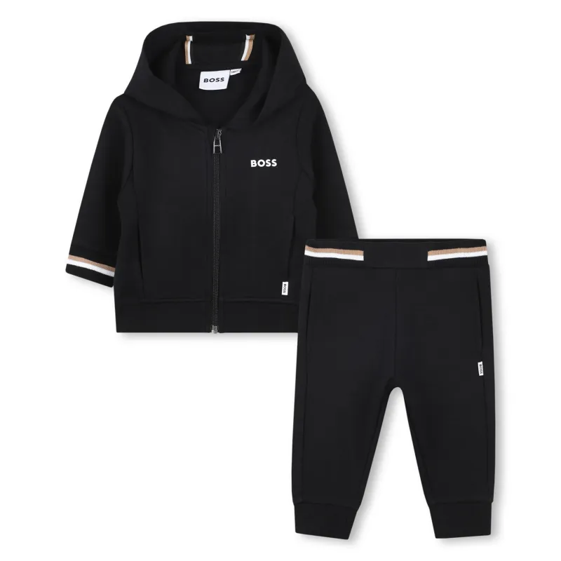 2PC BLACK TRACKSUIT HOODED / J52126-09B