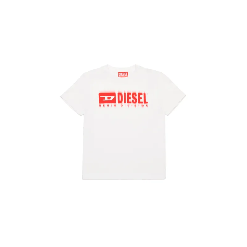 WHITE TSHIRT RED DIESEL LOGO SHORT SLEEVE / J02033-K100