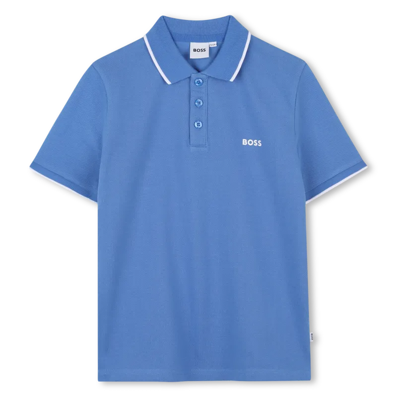 ROYAL BLUE POLO TOP WHITE TRIM SHORT SLEEVE / J52011-84B