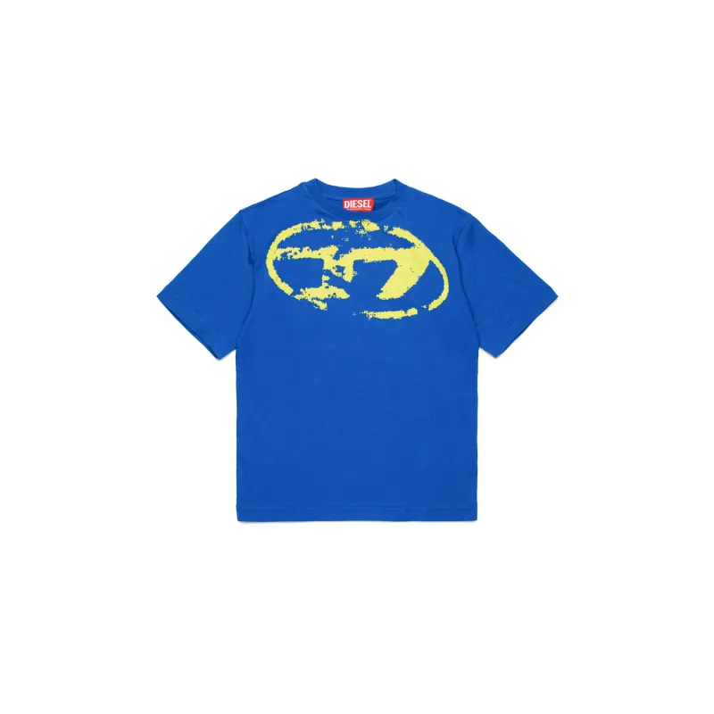 BLUE TSHIRT YELLOW D LOGO SHORT SLEEVE / J02240-K823
