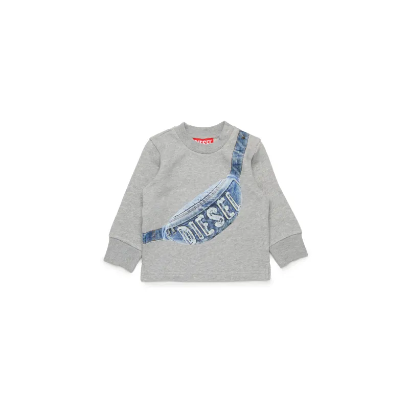 GREY SWEATTOP BLUE SHOULDER BAG & DSL LOGO PRINT / K00609-963