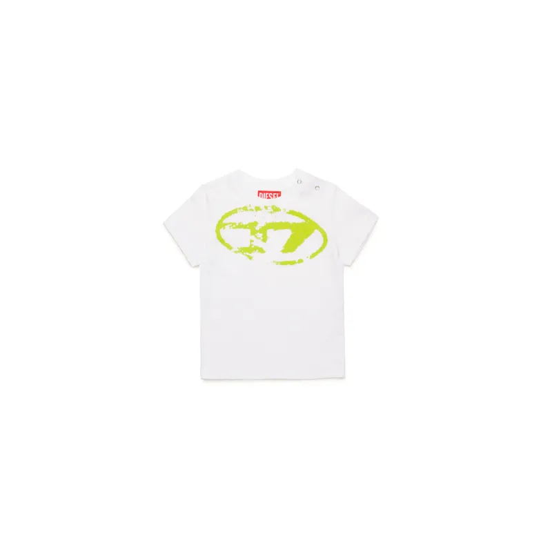 WHITE TSHIRT LIME GREEN D SHORT SLEEVE / K00635-K100