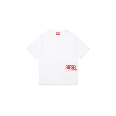 WHITE TSHIRT SHORT SLEEVE RED DSL LOGO / J02283-K100