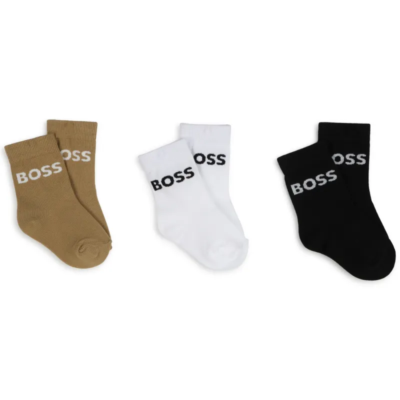3PC BLACK WHITE & BEIGE SOCKS / J51745-09B