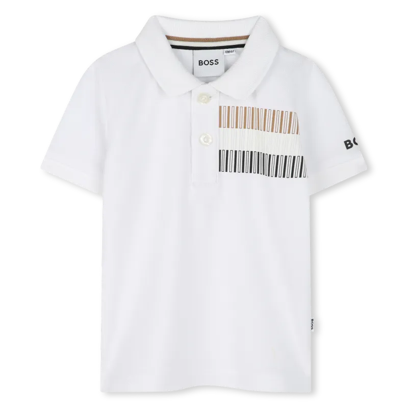 WHITE POLO TOP SHORT SLEEVE TRICOLOR TRIM / J52100-10P