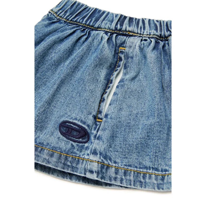 DENIM FLARED SHORTS ELASTIC WAIST / K00599-K01