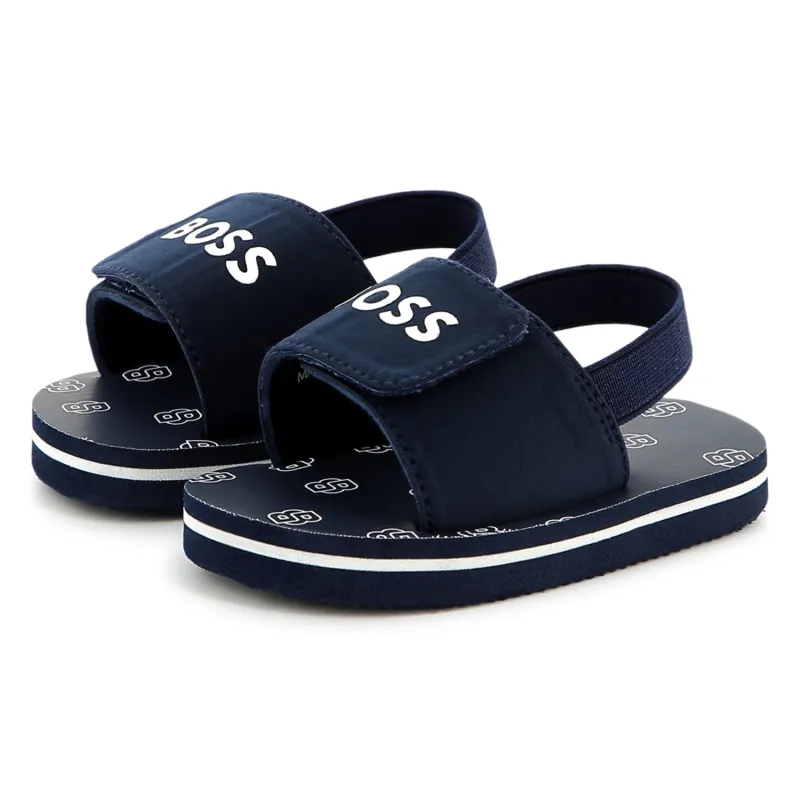 NAVY SANDALS BOSS LOGO VELCRO STRAP / J52156-849