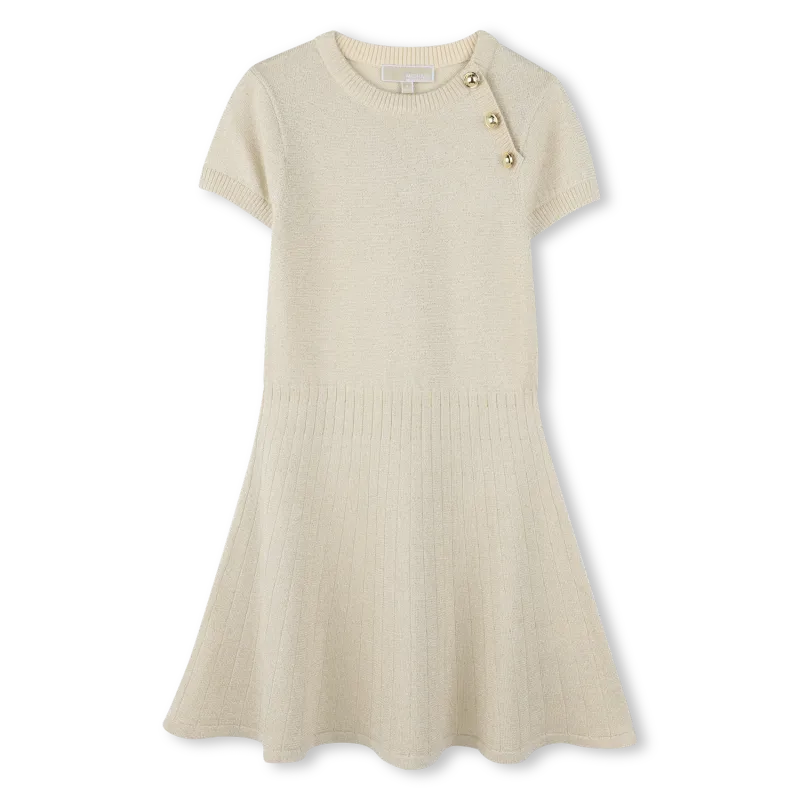 LIGHT GOLD DRESS KNIT DRESS SHORT SLEEVE SPARKLY / R30296-Z99
