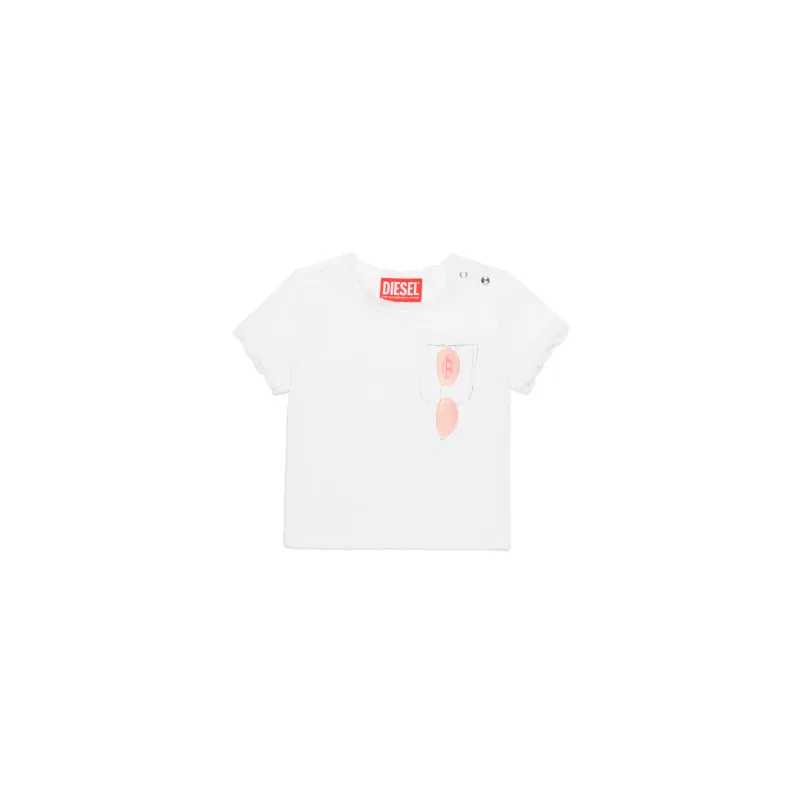WHITE TSHIRT LACE TRIM SHORT SLEEVE SUN GLASSES PRINT / K00636-K100