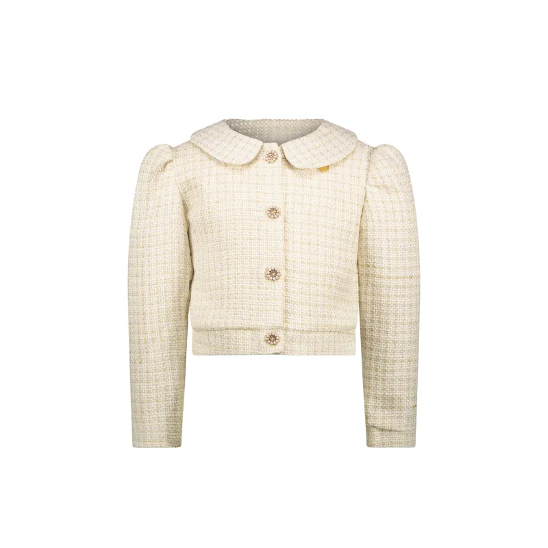 CREAM & GOLD TWEED JACKET GLITTER PEARL & RHINESTONE BUTTONS / C411-5143-413