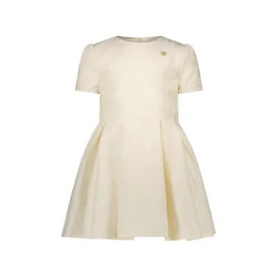 CREAM DAMASKAS PRINT DRESS PLEATED SHORT SLEEVE / C411-5850-012