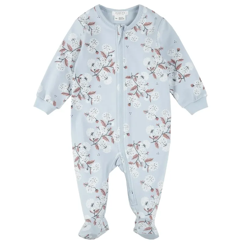 LIGHT BLUE SLEEPER BRANCHES FLOWER PRINT 2 WAY ZIPPER / 25SGL30P02B