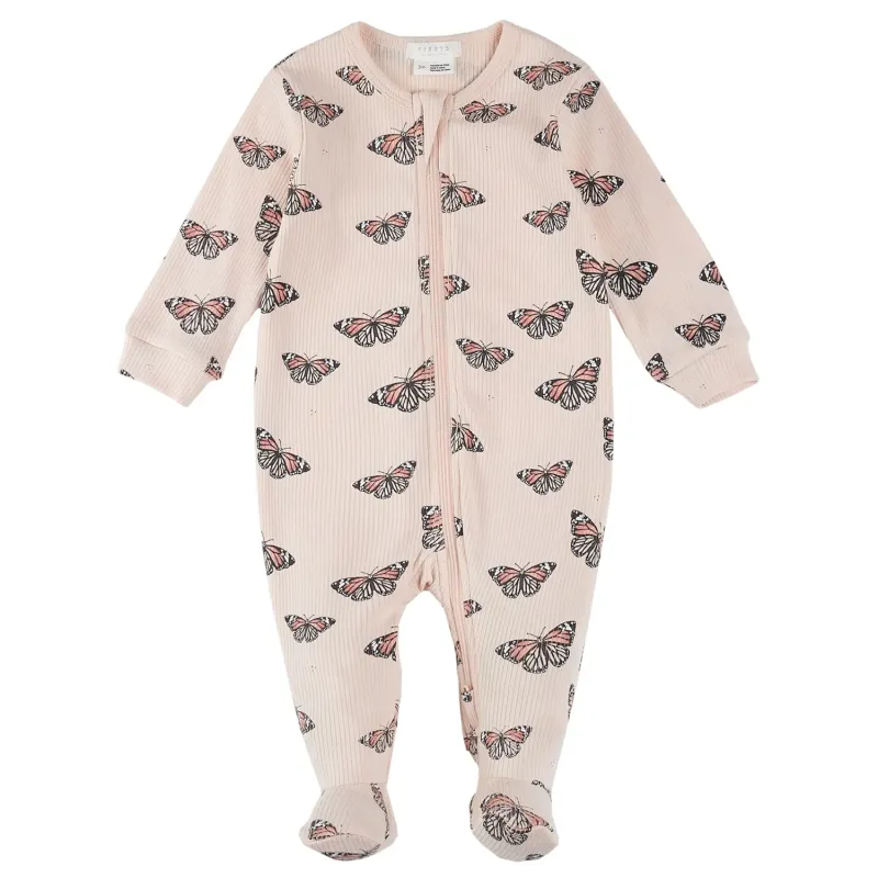 PINK SLEEPER BUTTERFLY PRINT 2WAY ZIPPER RIBBED EFFECT / 25SGL30P01B