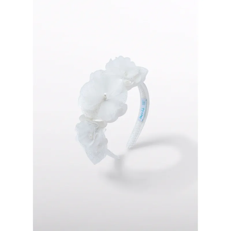 CREAM SHIMMER FLOWER HEADBAND / 5444-050