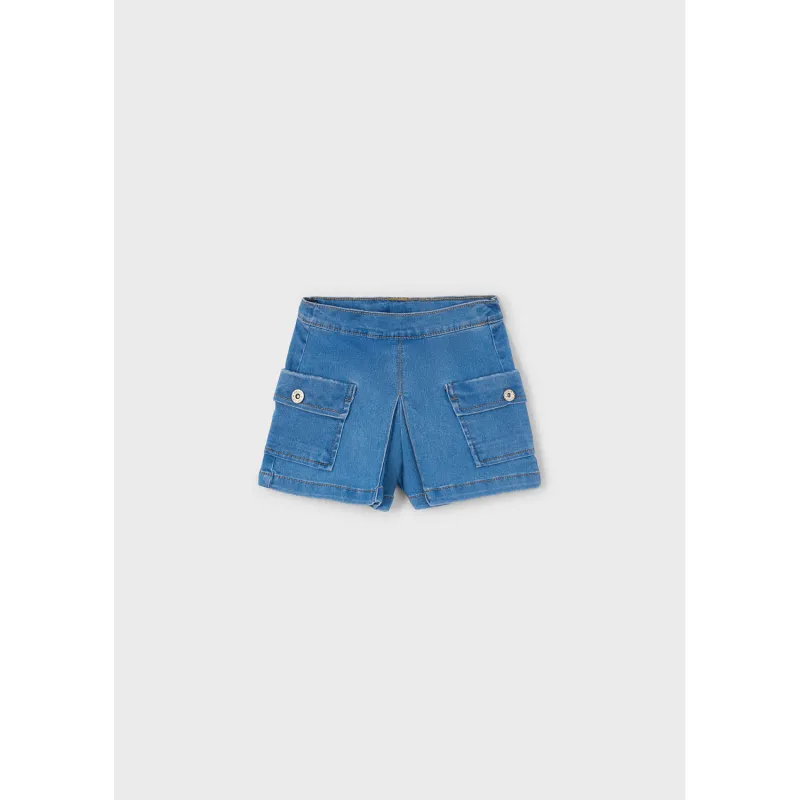 MEDIUM BLUE DENIM CARGO SHORT / 3207-076
