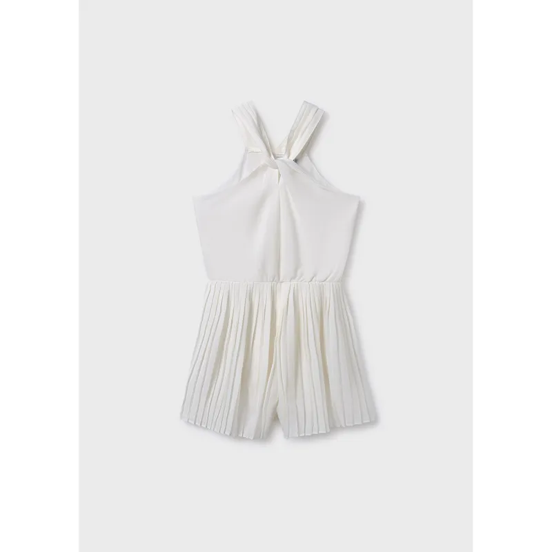 OFF WHITE PLEATED ROMPER SHORT HALTER TOP / 6863-040