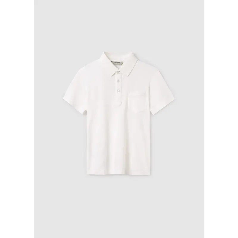 CREAM POLO TOP SHORT SLEEVE POCKET / 6128-018