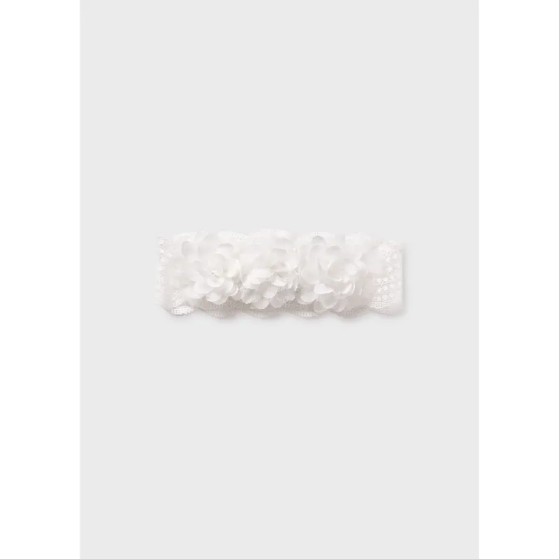 CREAM LACE HEADBAND 3 FLOWERS APPLIQUE / 5427-065