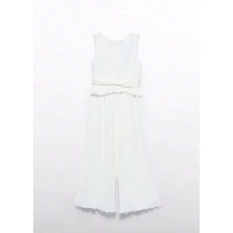 CREAM PLEATED GAUZE JUMSUIT / 5221-015