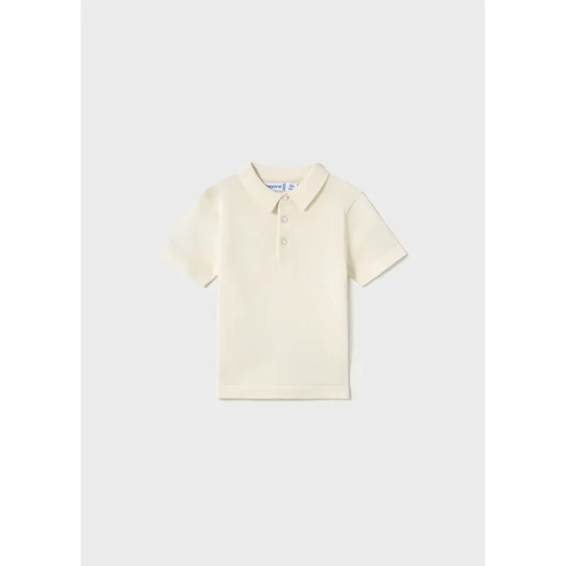 CREAM POLO TOP SHORT SLEEVE KNIT DRESSY / 1106-072