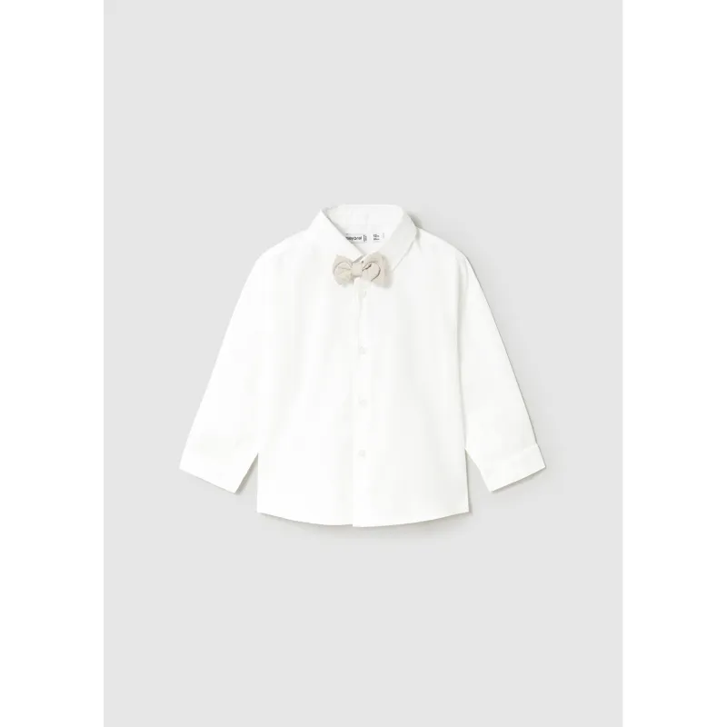 2PC WHITE SHIRT & BOWTIE LONG SLEEVE / 1113-089