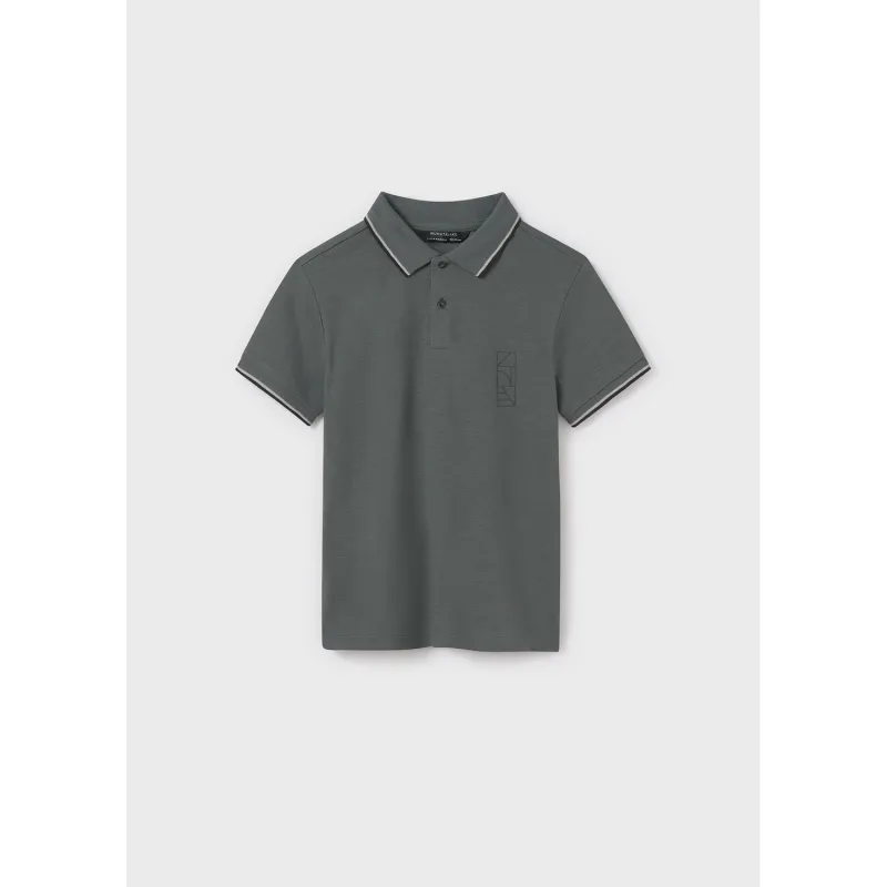 GREEN POLO TOP BLCK TRIM SHORT SLEEVE / 6133-038