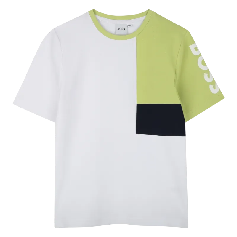 WHITE GREEN TSHIRT NAVY TRIM SHORT SLEEVE / J52040-10P