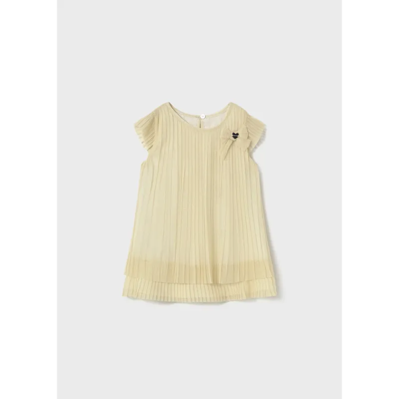 CHAMPAGNE PLEATED TULLE DRESS / 1907-015