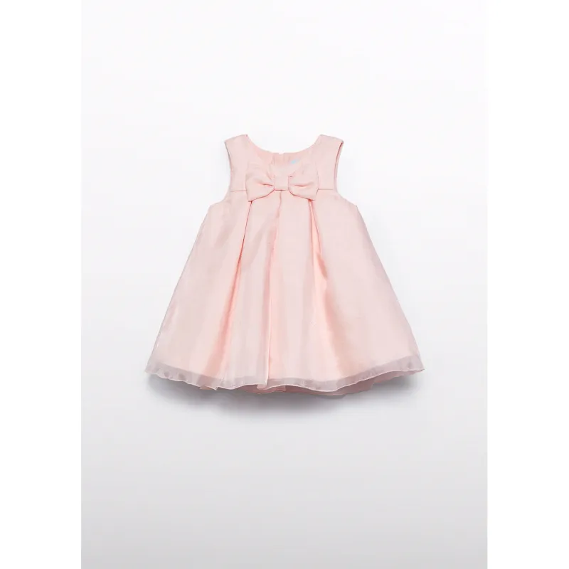ROSE ORGANZA DRESS BOW TRIM PLEATED / 5008-002