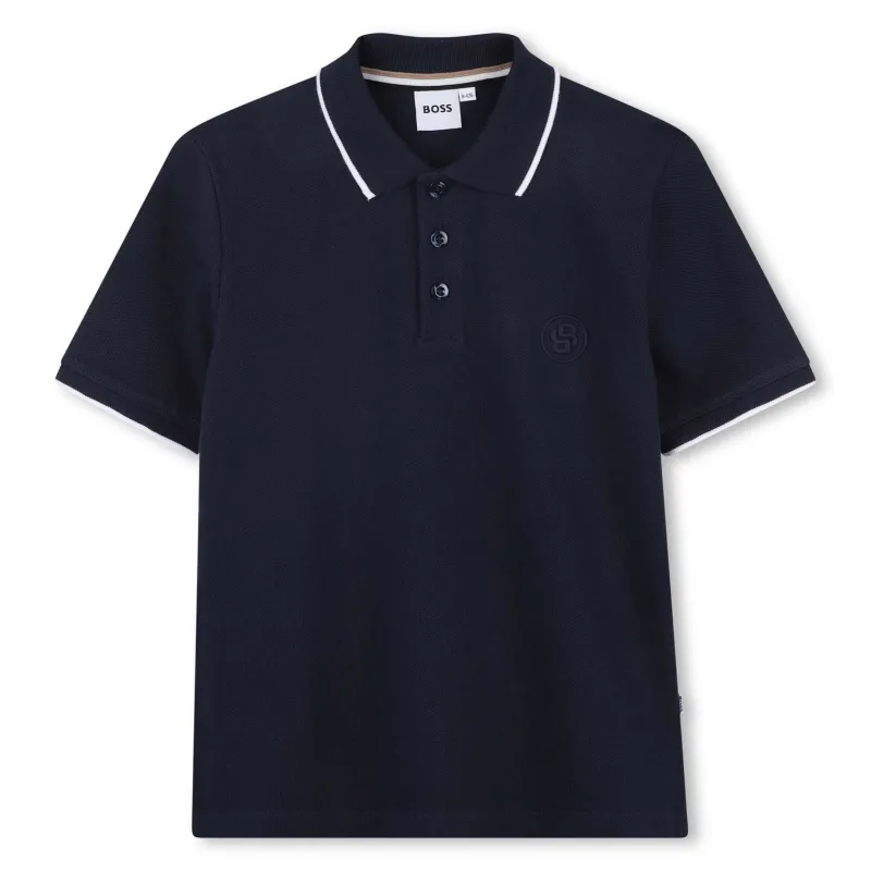 NAVY POLO TOP SHORT SLEEVE BB EMBROIDERY / J52012-849