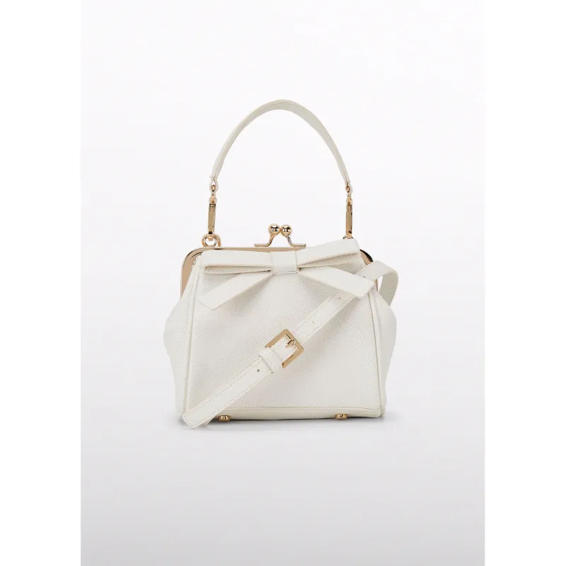 CREAM BOW TEXTURE HANDBAG / 5456-011