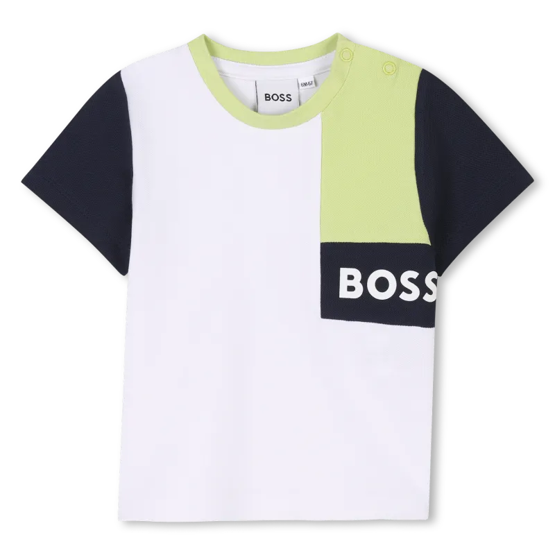 WHITE TSHIRT NAVY GREEN SHORT SLEEVE / J52112-10P