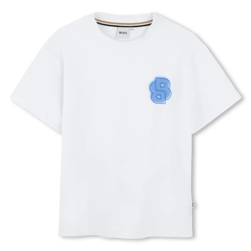 WHITE TSHIRT BLUE BB LOGO SHORT SLEEVE / J52033-10P