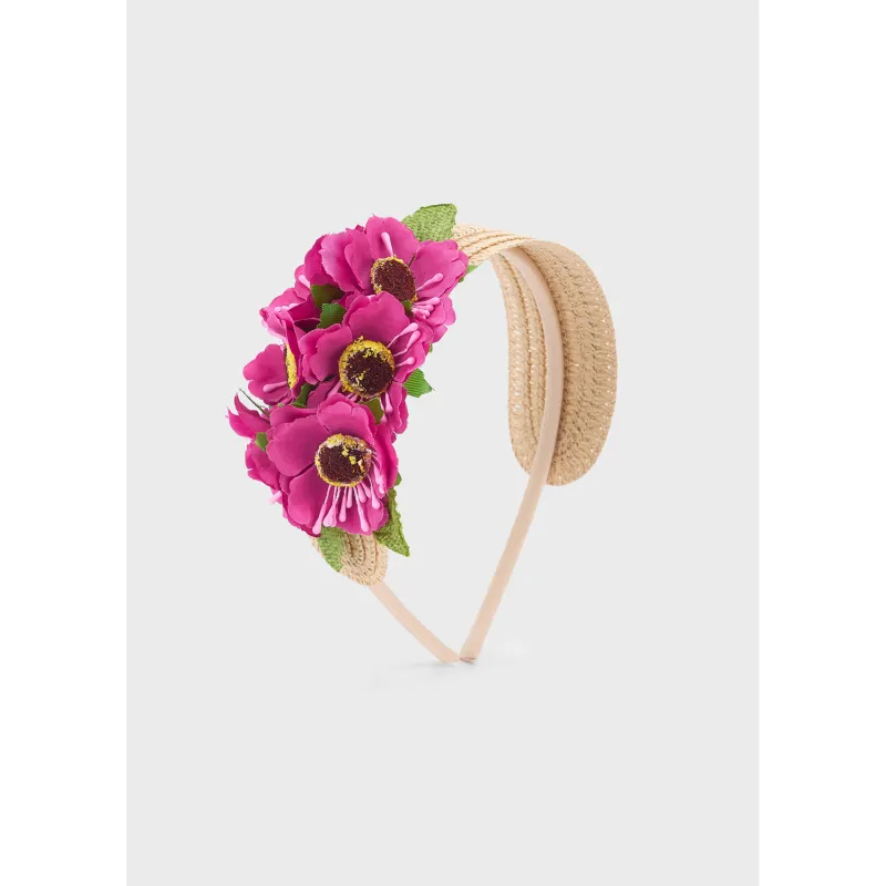 RED & RATTAN FLOWER HEADBAND / 10921-061