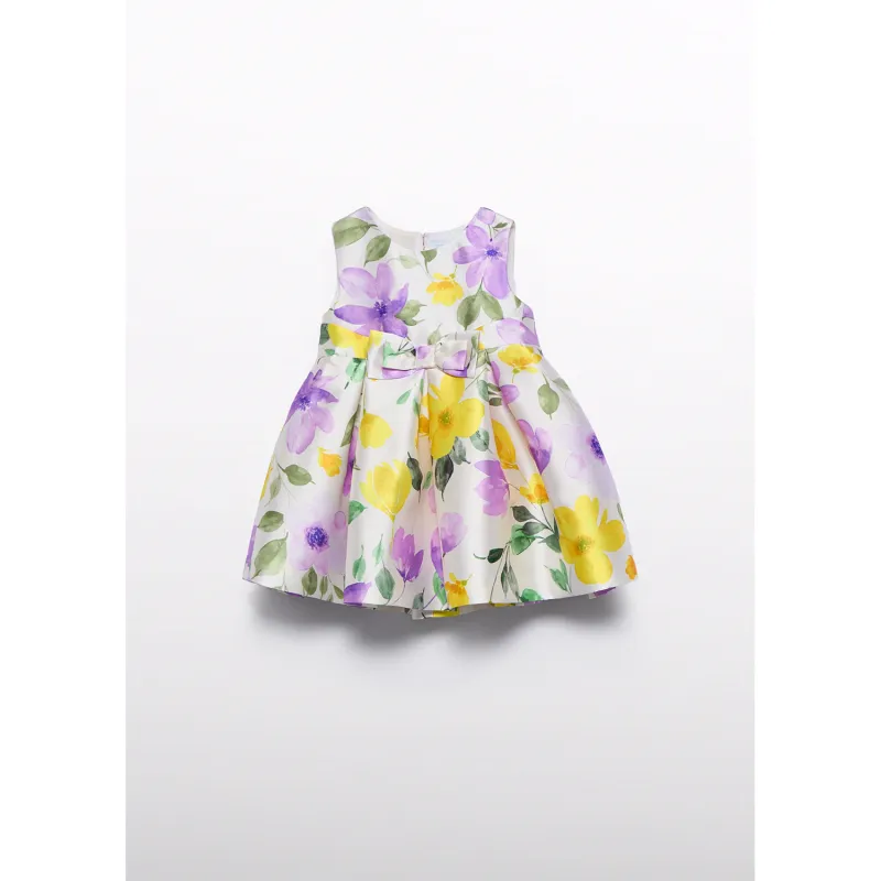 STAMP MIKADO DRESS MULTI COLORED FLORAL PLEATED / 5019-004